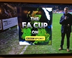 ECFC v Liverpool Emirates FA cup tie MSL Advertising board on the BBC!
